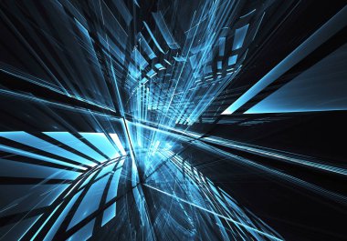 Soyut teknoloji illüstrasyon, 3d çizim