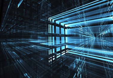 Soyut teknoloji illüstrasyon, 3d çizim