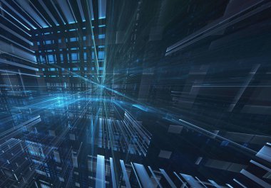 Soyut teknoloji illüstrasyon, 3d çizim