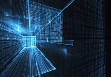 Soyut teknoloji illüstrasyon, 3d çizim