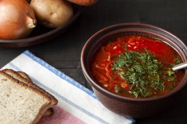 Kırmızı borsch. Ukrayna yemeği.