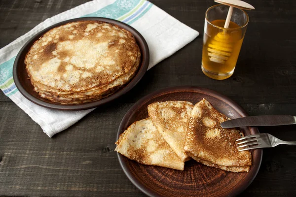 Baked pancakes. Traditional cuisine for the carnival week — Stock Photo, Image