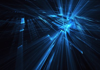 Yaratıcılık ve tasarım projelerinde kullanım için fraktal arkaplan. Teknolojik fraktal. Soyut 3d illüstrasyon