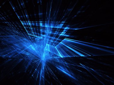 Yaratıcılık ve tasarım projelerinde kullanım için fraktal arkaplan. Teknolojik fraktal. Soyut 3d illüstrasyon