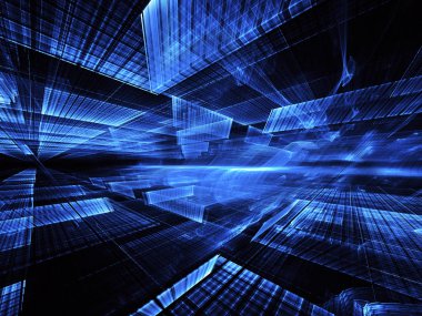 Yaratıcılık ve tasarım projelerinde kullanım için fraktal arkaplan. Teknolojik fraktal. Soyut 3d illüstrasyon