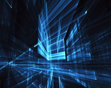 Yaratıcılık ve tasarım projelerinde kullanım için fraktal arkaplan. Teknolojik fraktal. Soyut 3d illüstrasyon