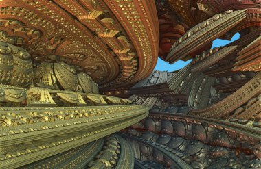 Fraktal 3d arka plan, soyut 3d illüstrasyon, tasarım için eleman