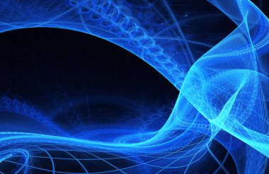 Işık efektli soyut renk dinamik arkaplanı. Fraktal dalgalı. Fraktal sanat