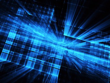 Yaratıcılık ve tasarım projelerinde kullanım için fraktal arkaplan. Teknolojik fraktal. Soyut 3d illüstrasyon