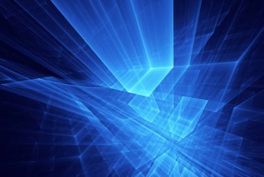 Bilgisayar soyut tehnoloji 3D illüstrasyon üretti. Üç boyutlu üç boyutlu fraktal, doku