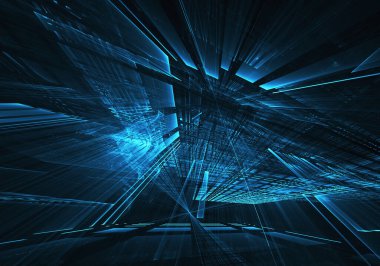 Yaratıcılık ve tasarım projelerinde kullanım için fraktal arkaplan. Teknolojik fraktal. Soyut 3d illüstrasyon