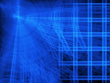 Mavi arkaplanda mavi soyut dalgalar - 3d fraktal render.