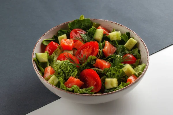 Concept Tasty Healthy Meal Salmon Salad Spinach Cherry Tomatoes Corn — Stock Photo, Image