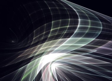 Renkli bir arkaplan üzerinde turuncu soyut dalgalar - 3D fraktal render.