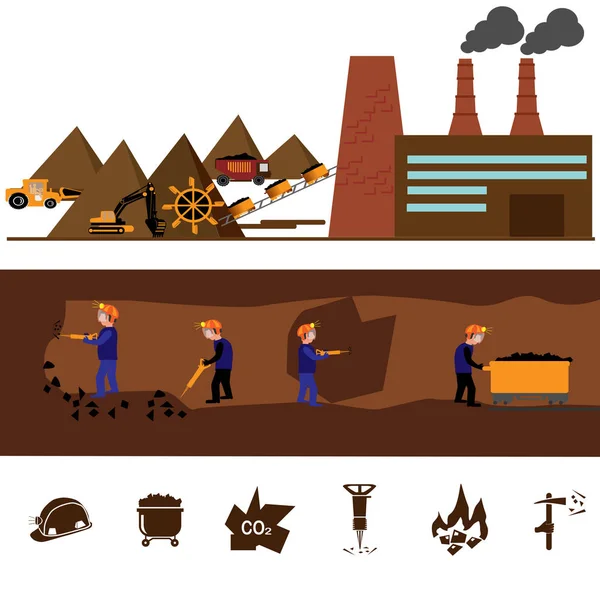 Баннеры угольной промышленности — стоковый вектор