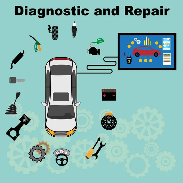 Diagnostic și reparații icoane — Vector de stoc