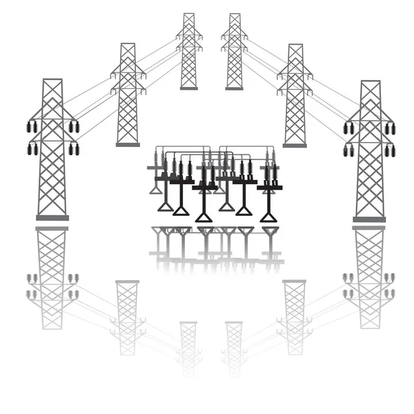 Subestação de transformador elétrico —  Vetores de Stock