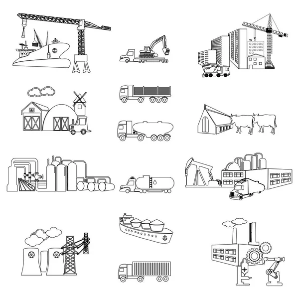 Ensemble de bâtiments industriels — Image vectorielle