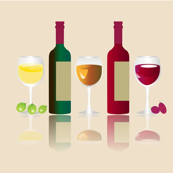 Collectie van flessen wijn — Stockvector
