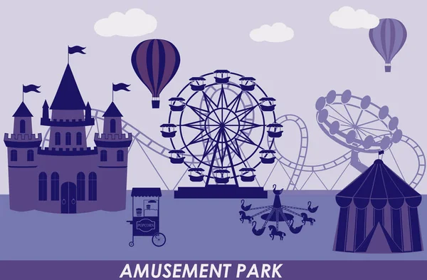 Парк розваг і казкові замок — стоковий вектор