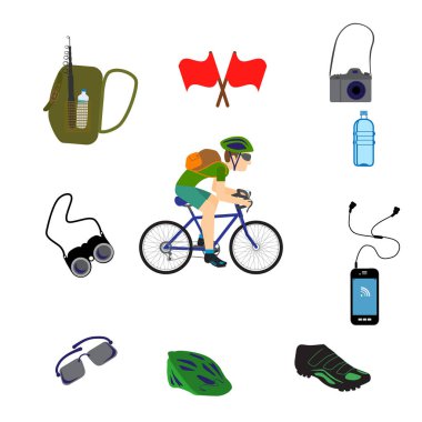 Bisiklet turist Icons set