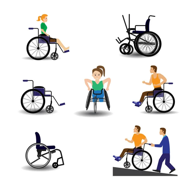Juego de sillas de ruedas diferentes — Vector de stock