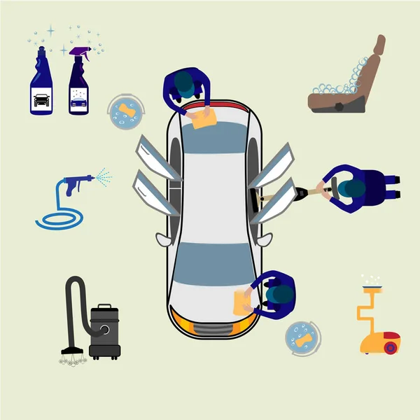 Juego de iconos de lavado de coches — Vector de stock