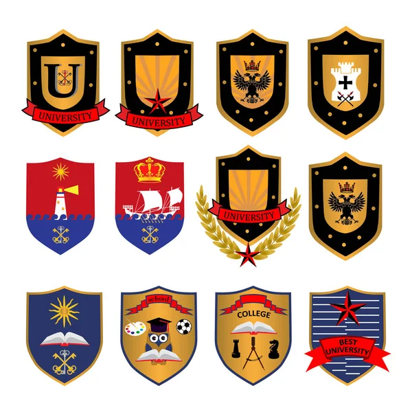 Set of university and college school emblems — Stock Vector