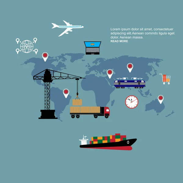 Ensemble d'icônes sur le thème de la logistique — Image vectorielle