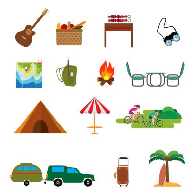 Seyahat simgeler koleksiyonu kümesi