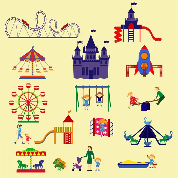 Icônes de parc d'attractions — Image vectorielle