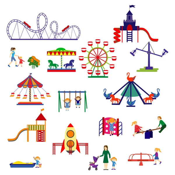 Icônes de parc d'attractions — Image vectorielle