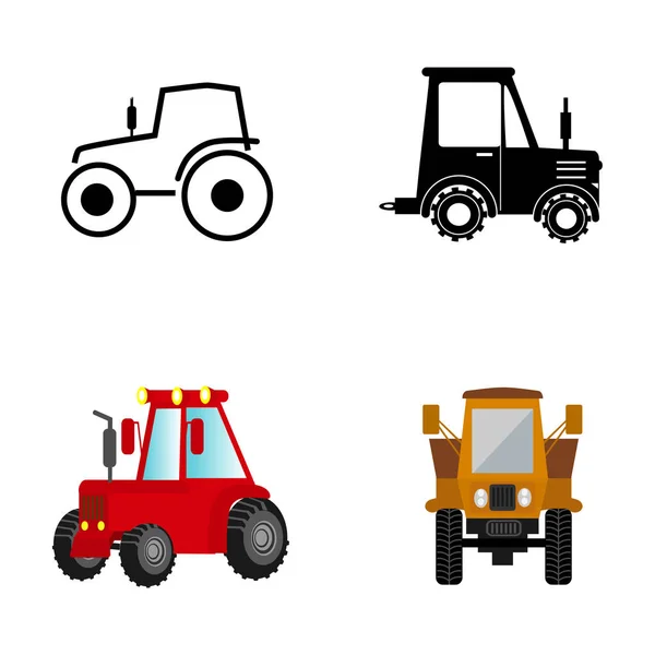 Цветные сельскохозяйственные тракторы — стоковый вектор