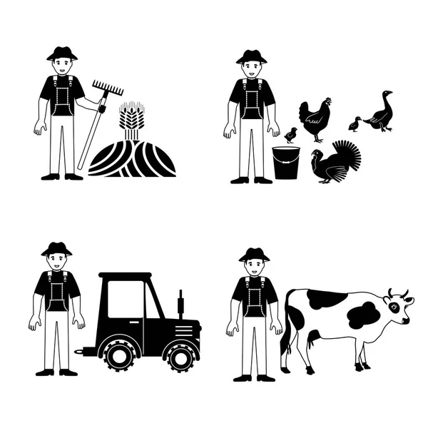 Black farm and agriculture icons set — Stock Vector © huhulin #11455948