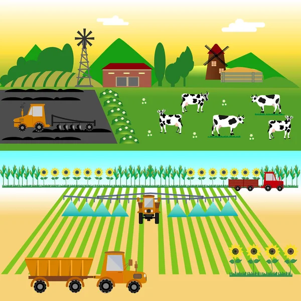 Agricultura y Agricultura. Agroindustria — Vector de stock