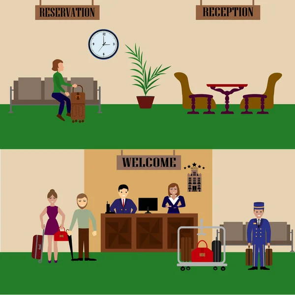 Conjunto de servicio del hotel — Vector de stock