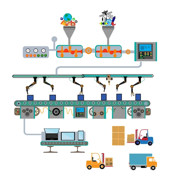 Máquina transportadora de fabricación industrial — Vector de stock