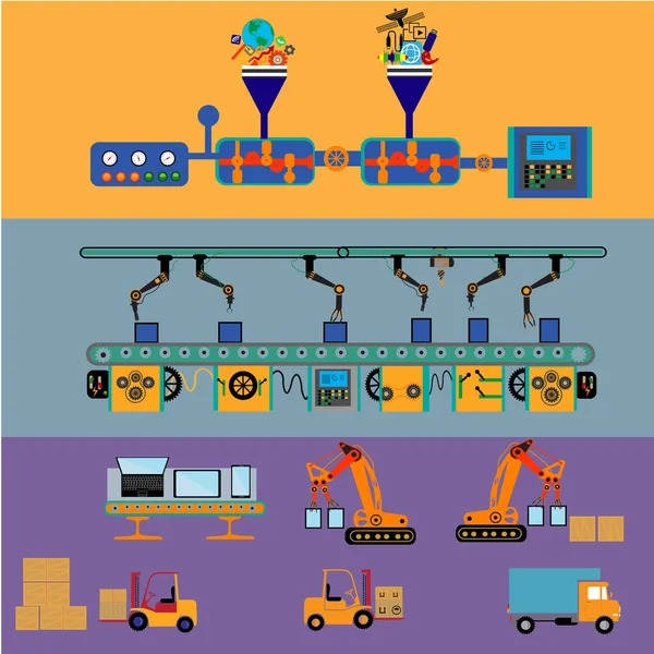 Produzione industriale trasportatore macchina — Vettoriale Stock