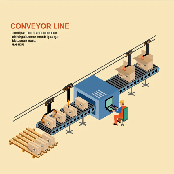 Linia montażowa zautomatyzowanych fabrykach — Wektor stockowy