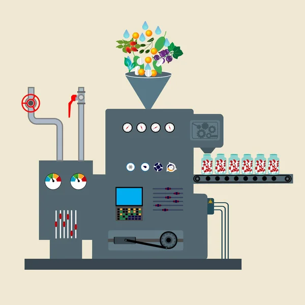 Fábrica con proceso automatizado de producción de medicamentos — Vector de stock