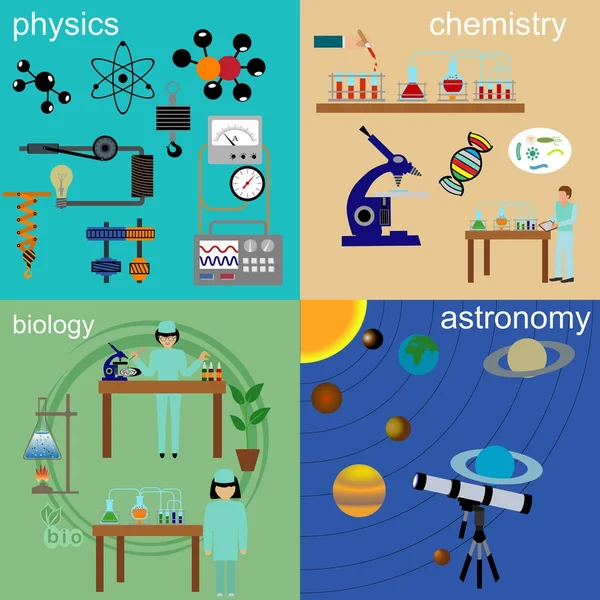 组的四个科学 — 图库矢量图片