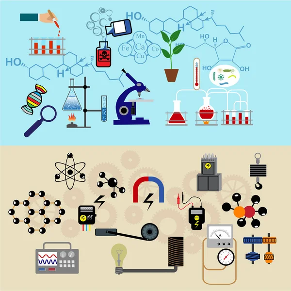 Illustrations de matériel de chimie et de physique — Image vectorielle