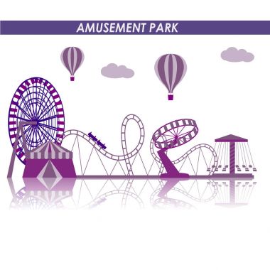 Düz renkli vektör tarzı eğlence parkı