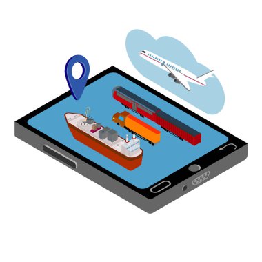 Hava, kargo kamyon taşımacılığı, demiryolu taşımacılığı, deniz nakliye simgeler kümesi