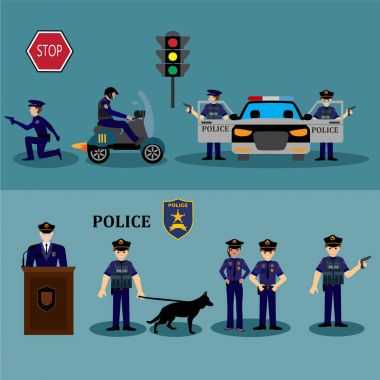 ceza ve polis Icons set