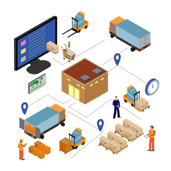 Conjunto Iconos Planos Logística Transporte Entrega Mercancías — Archivo Imágenes Vectoriales