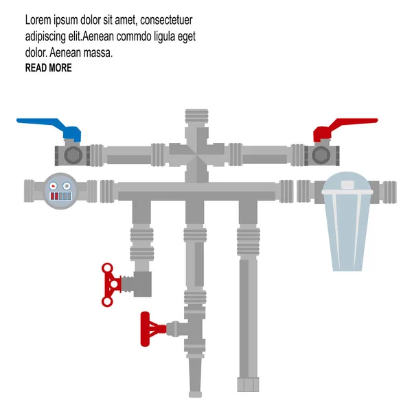 Coleção Peças Construção Detalhadas Tubos Acessórios Válvula Gaveta Faucet Filtres —  Vetores de Stock