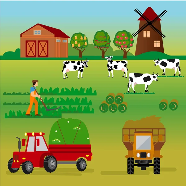 Сельское хозяйство и сельское хозяйство. Агробизнес — стоковый вектор