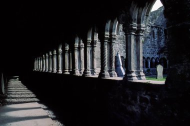 Sligo Abbey Manastırı Çarşısı. Karanlıkta iç mekan..