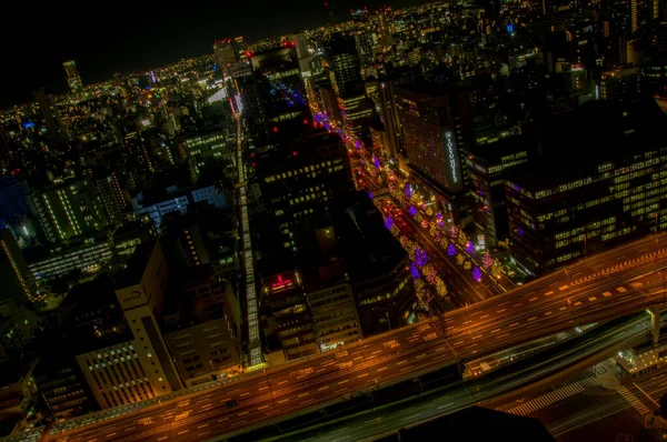 大阪の街並みを上からスカイライン — ストック写真